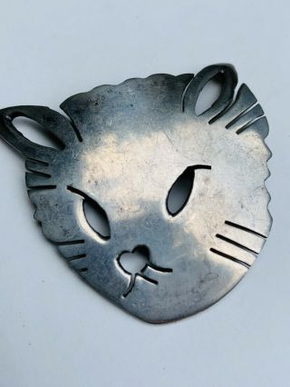 Vintage Mexico Cat Design Pin Brooch Pendant 925 Sterling Tb - 48 Kitten Kitty