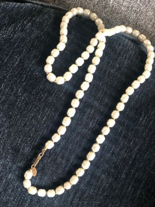 Vintage Fashion Miriam Haskell Designer Signed Faux Pearl 30 " Costume Necklace