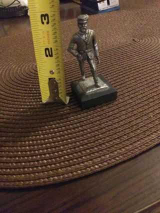 Vintage 3 " Metal Miniature Civil War Soldier On Wood Base Figure Figurine