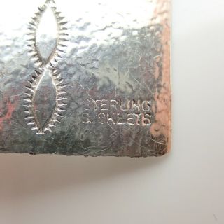 Vintage Navajo S Skeets Sterling Silver Turquoise Tribal Stamp Pendant 8.  0g 3