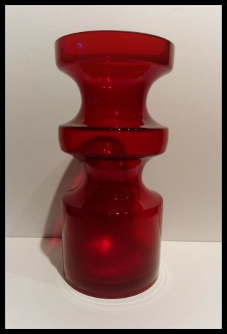 Vintage Rare Scandinavian Red Hooped / Cog Vase - 60 " S 70’s