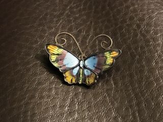 Vintage David Andersen Guilloche Enamel Butterfly 925 Sterling Silver Pin Norway