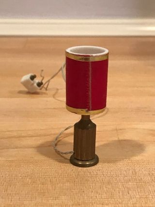 Vintage Lundby Dollhouse Red Table Lamp 6164 From Late 1960’s 4