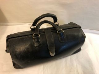 Vintage/antique Top Grain Leather Doctors Medical Bag (bcee794)