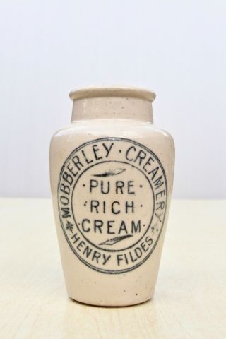 Vintage 1900s Mobberley Creamery Cheshire Henry Fildes Pure Rich Cream Pot