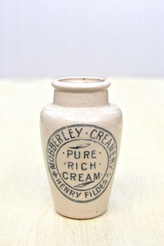 VINTAGE 1900s MOBBERLEY CREAMERY CHESHIRE HENRY FILDES PURE RICH CREAM POT 2