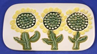 Vintage Bennington Pottery Sunflowers Tile Tray - David Gill