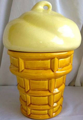 Vintage Vanilla Ice Cream Curl Cone Cookie Jar Ceramic Pottery Large 12 " Tall
