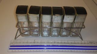 Vintage Spice Rack And Glass Jars Set Of 6 Counter Top Seasoning Containers