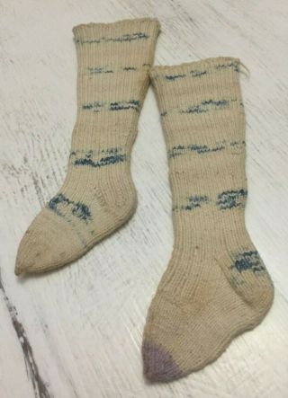 Rare Antique Jumeau French Knit Stockings For Boy Or Girl -