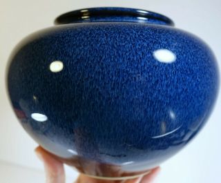 Vintage Blue Sponge Lava Salt? Glaze Japanese Art Pottery Vase Pot Mij