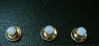 Antique Opal Gold Stud Shirt Buttons Color In Stones 3 Pc