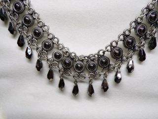 Vintage Art Deco Style Choker Necklace With Faceted Teardrop Dangles