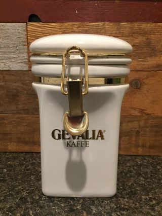 Vintage Gevalia Kaffe White Ceramic Coffee Canister