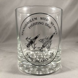 Vtg 52nd Fighter Wing Wild Weasels F - 4 Phantom Lowball Bar Drinking Glass 1970 