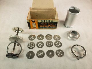 Vintage Mirro Cookie Press With 12 Plates Box