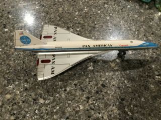 Vintage Japan Tin Toy Pan American Concorde Airplane Daiya