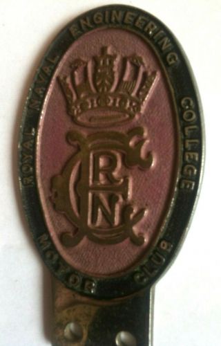 Vintage Royal Naval Engineering College Motor Club Car Badge Numbered Rare