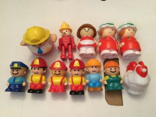 Vintage Shelcore Little People Figures & Other Series Firemen Cop Construction