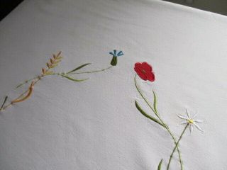Vintage French Very Large Tablecloth,  Embroidery,  Applique,  Flowers 3
