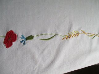 Vintage French Very Large Tablecloth,  Embroidery,  Applique,  Flowers 6