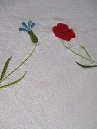 Vintage French Very Large Tablecloth,  Embroidery,  Applique,  Flowers 7