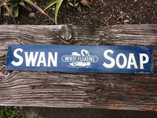Vintage Swan White Floating Soap Tin Store Horizontal Advertising Sign