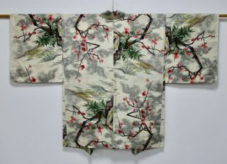 Japanese Kimono Silk Antique Haori / Meisen / Rare Pattern / Vintage /169