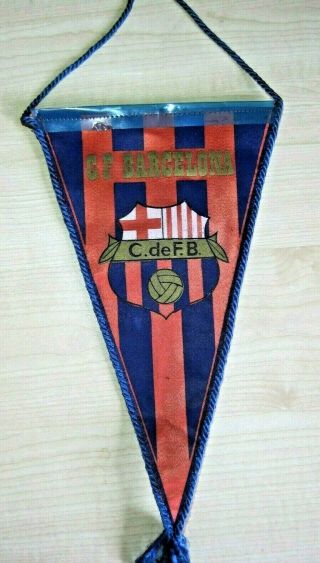 Vintage Pennant Of The Football Club Spain “barcelona” 80s.