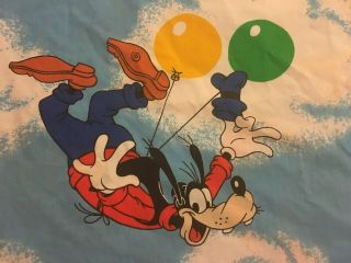 Vintage Disney Theme Twin Flat Sheet Fabric Mickey Dumbo Donald Goofy Flying Sky 4