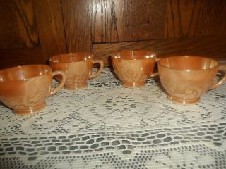 Vintage Fire King Peach Luster 2 1/2 " Punch Bowl Cups - 4
