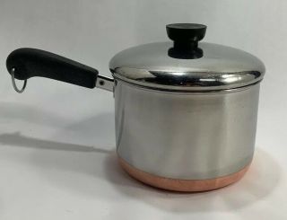Vintage Revere Ware 1801 Copper Bottom Sauce Pan 2 Quarts Qt Pot Pan - Usa Made