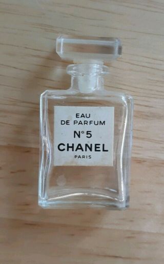 Vintage Empty Chanel No.  5 Glass Bottle With Glass Stopper Small
