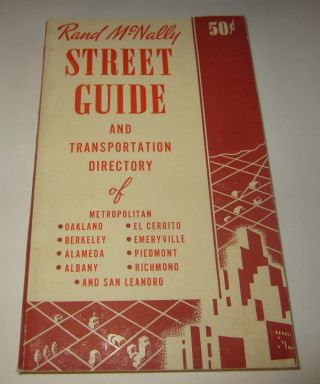 Old Vintage 1939 Street Guide & Map Oakland Berkeley Alameda Ca.
