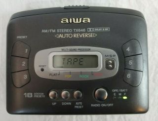 Vintage Aiwa Am/fm Stereo Tx646 Auto Reverse Casette Radio Player -