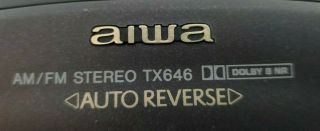 VINTAGE Aiwa Am/Fm Stereo TX646 Auto Reverse Casette Radio Player - 3
