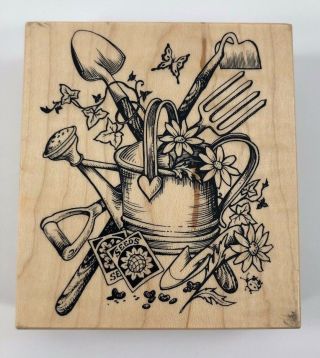 Psx Rubber Stamp K - 1620 1995 Watering Can & Garden Tools Vintage
