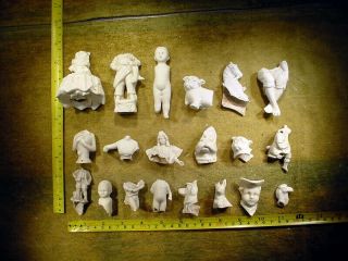 20 X Excavated Vintage Doll Parts Germany Age 1890 Mixed Media Art B 87