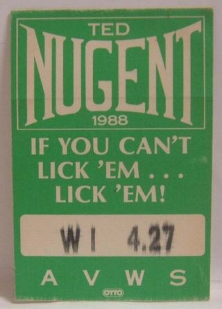 Ted Nugent - Vintage Concert Tour Cloth Backstage Pass Last One