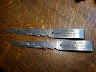 Vintage Advertising Letter Openers " The Davis Lead Co. ,  Pittsburgh,  Pa.