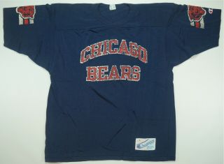 Rare Vintage Champion Chicago Bears Nfl Football Jersey T Shirt 80s 90s Navy L