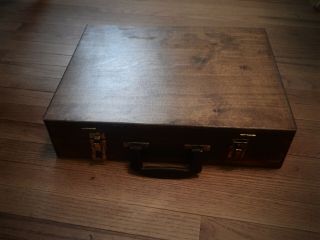 Vintage Wooden Painter ' s Box Dark Wood Artist ' s Brush Box 2
