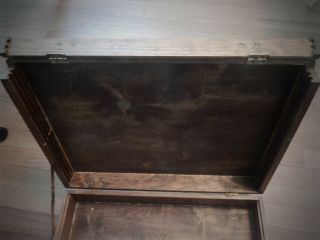 Vintage Wooden Painter ' s Box Dark Wood Artist ' s Brush Box 5