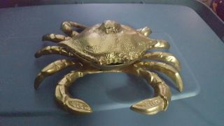 Vintage Brass Crab Ashtray 7 X 9 ",  Ocean Beach,  Sea Decor Vgc,  (006