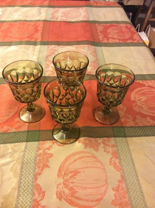 Vintage Noritake Perspective Green 4 Oz,  Stem Wine Goblet/glasses,  Set Of 4