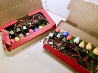 2 Boxes Vintage 1940s 1950s Indoor Christmas Lights Tree Noma