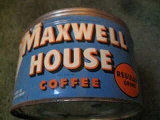 Vintage 1955 Maxwell House Coffee Tin.  16 Ounces