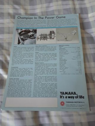 Vintage 1978 YAMAHA TY175 Twinshock Trials Motorcycle Brochure -. 2