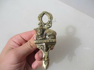 Small Antique Brass Door Knocker Vintage Old " Chester Imp Fair " Art Deco