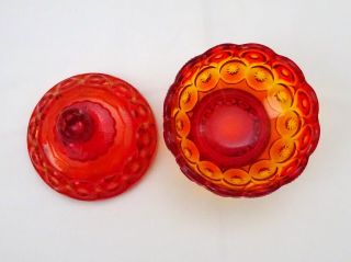 Vintage L.  E.  SMITH Moon & Stars Amberina Red Orange Glass Candy Dish Bowl w/ Lid 5